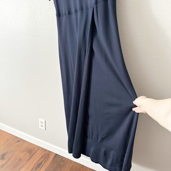 Sara Campbell Navy Wrap Mock Neck Short Sleeve Maxi Dress women's size large - Picture 3 of 12